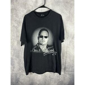 VTG Y2K WWF DWAYNE THE ROCK JOHNSON PORTRAIT TSHIRT WRESTLING‎ L WWF WWE 2000